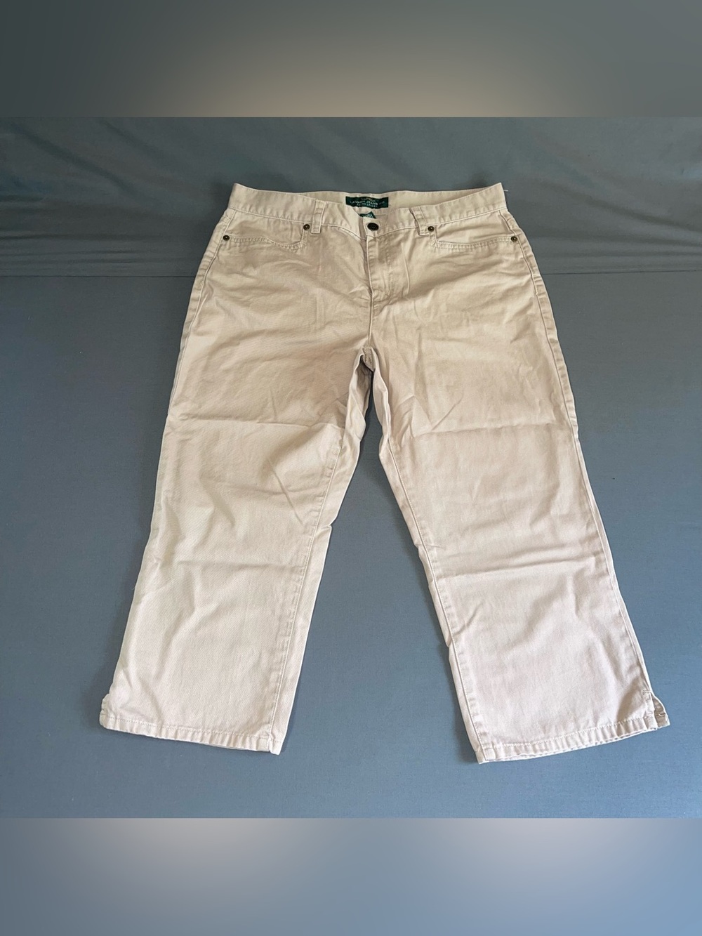 LRL Lauren Jeans Co Women's Size 10 Khaki Classic Mid Calf Capri Pants Vintage